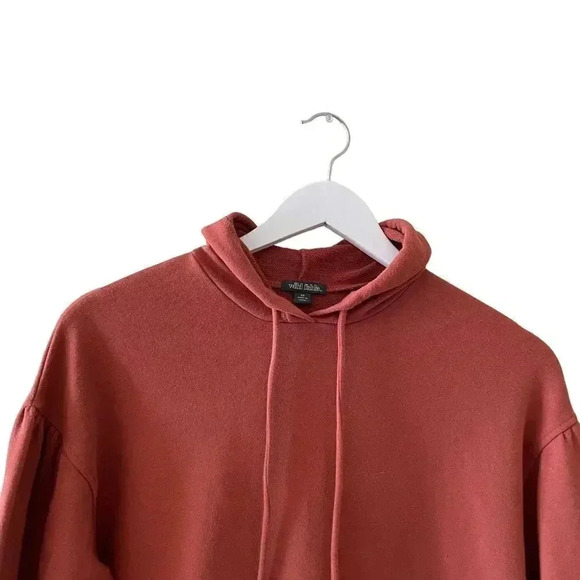 Wild Fable Cropped Boxy Hoodie Loopback Brown Soft Cozy Womens Sweatshirt SZ XS - Picture 3 of 8